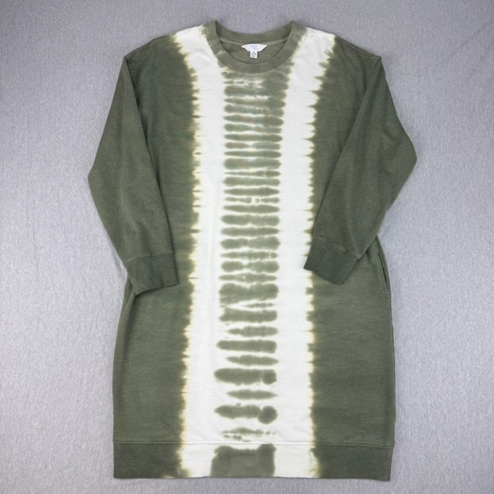 Time and Tru Sweatshirt Dress Womens M Olive Green Excellent Tie Dye Pockets